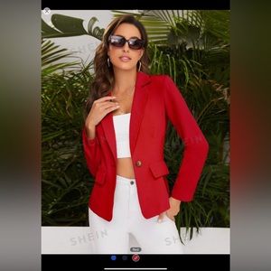 SHEIN Prive Notched Collar Single Buttoned Blazer